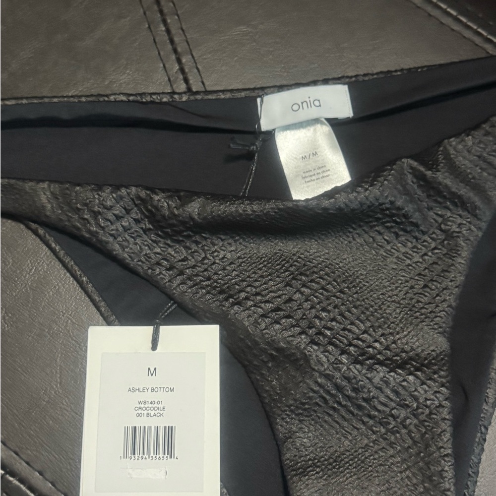 ONIA Crocodile print Black Textured Bikini Bottom - Picture 5 of 6